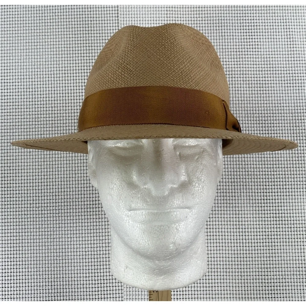 Goorin Bros Panana Toquilla Straw Fedora Hat Size Large Beige USA Made - Picture 2 of 8